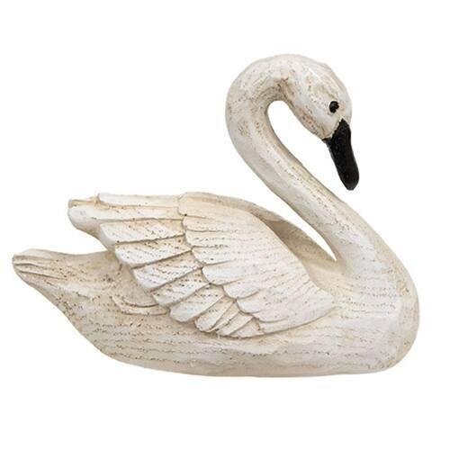 BreeBe - Distressed Resin Carved Look Swan - White | Best Buy U.S.
