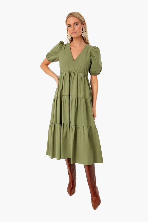Green Tiered Penny Midi Dress | Tuckernuck (US)