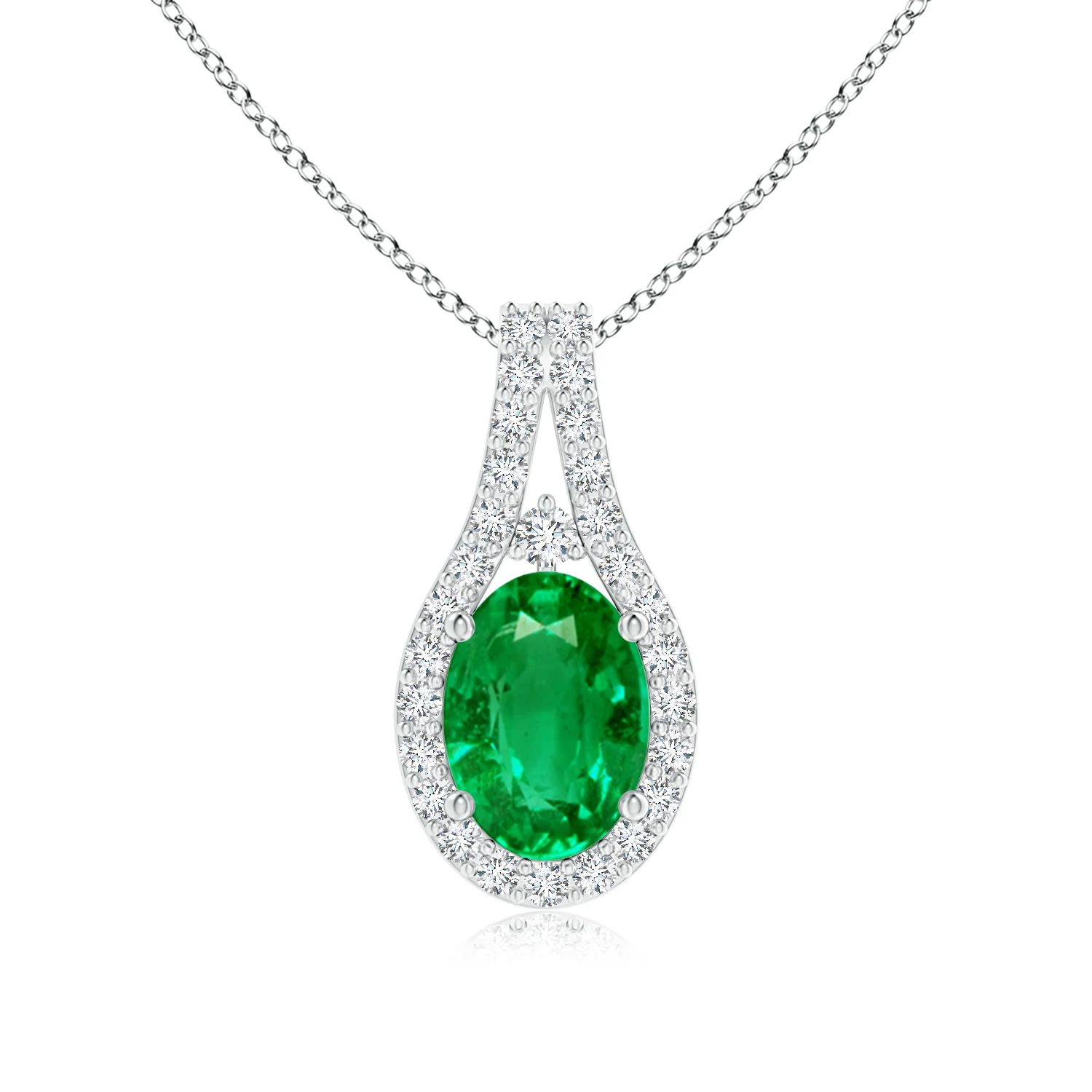Classic Emerald and Diamond Halo Pendant | Angara | Angara US