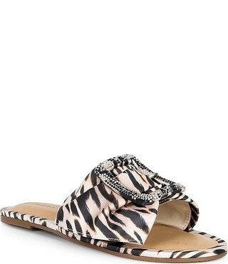 Jaxson Three Animal Print Mismatched Rhinestone Buckle Slide Sandals | Dillard's
