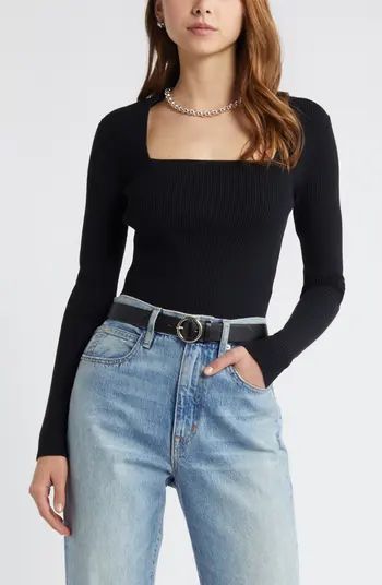 Luxe Sculpt Square Neck Long Sleeve Top | Nordstrom