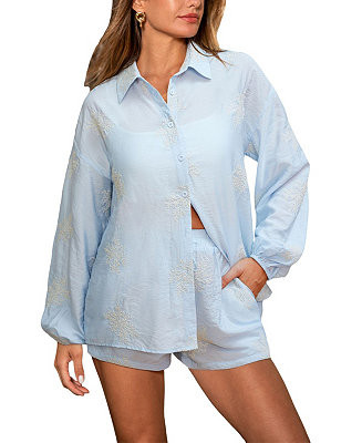 Women's Long Sleeve Button Down Matching Sets | Macy's
