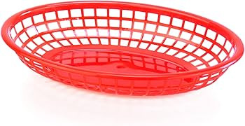 New Star Foodservice 44164 Fast Food Baskets, 9 1/4-Inch x 6-Inch Oval, Set of 12, Red | Amazon (US)