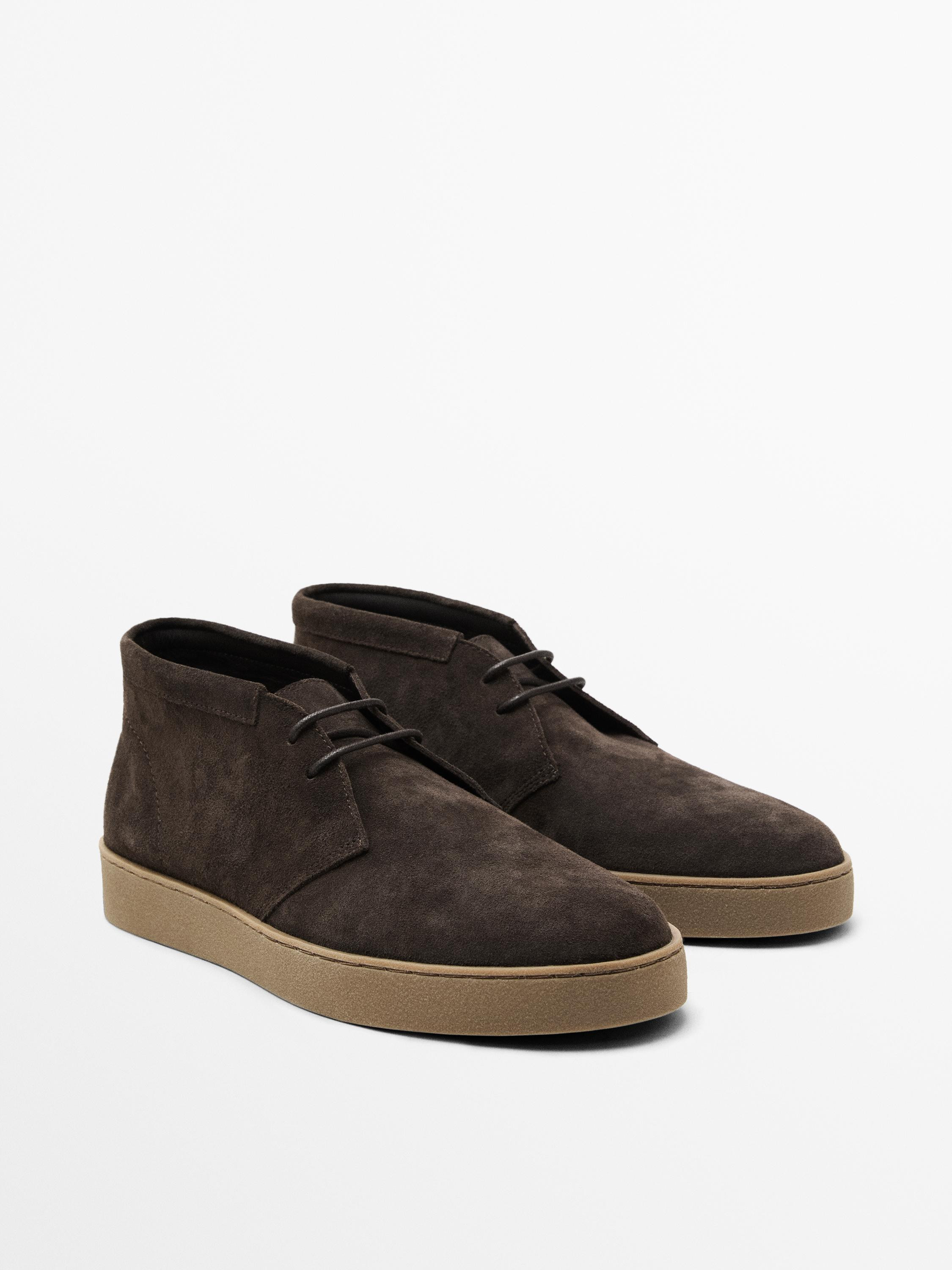 Soft split suede ankle boots | Massimo Dutti US