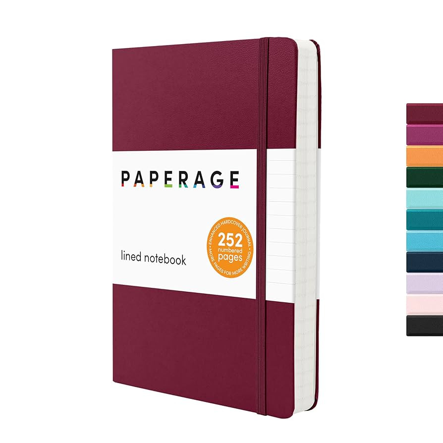 PAPERAGE Lined Journal Notebook, (Burgundy), 252 Pages, Medium 5.6 in x 8 in - 100 GSM Thick Pape... | Amazon (US)