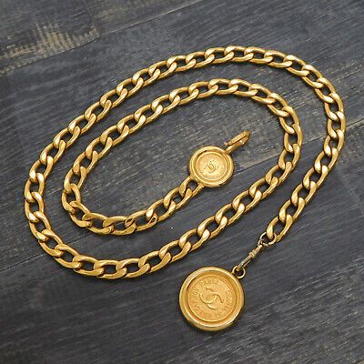 CHANEL Gold Plated CC Logos Medal Charm Vintage Chain Belt #189c Rise-on  | eBay | eBay US