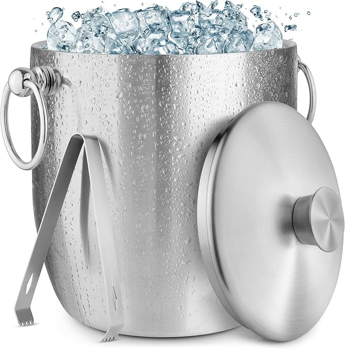 Zulay 3 Liter Double-Wall Insulated Ice Bucket for Cocktail Bar - Ice Buckets for Parties, Outdoo... | Amazon (US)