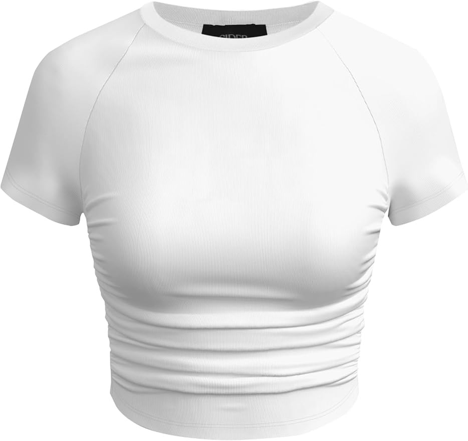 CIDER Jersey Ruched Crop Tee | Amazon (US)