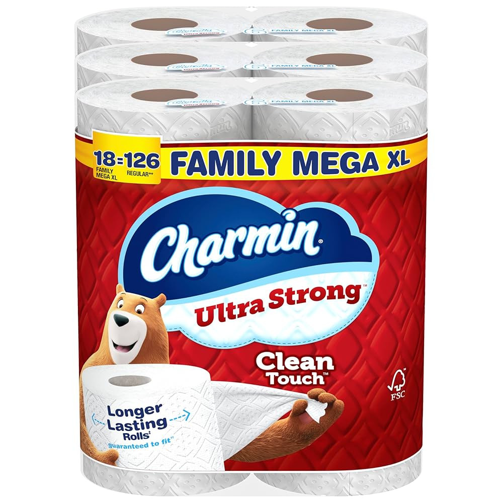 Charmin Toilet Paper Ultra Strong Clean Touch, 18 Family Mega XL Rolls = 126 Regular Rolls | Amazon (US)
