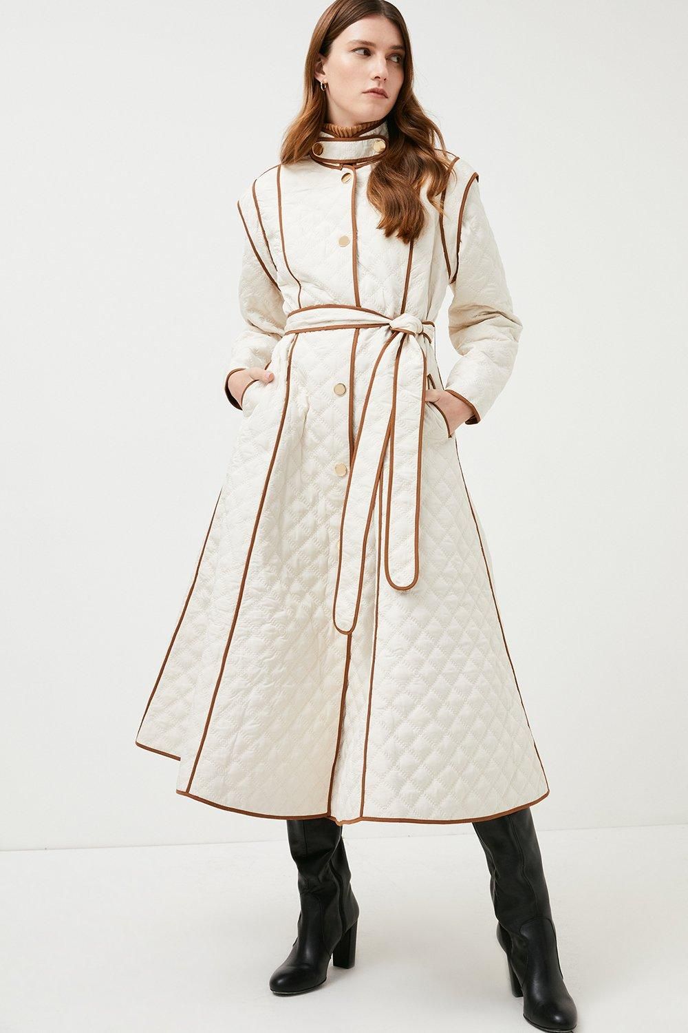 Full Skirt Belted Maxi Quilted Coat | Karen Millen US