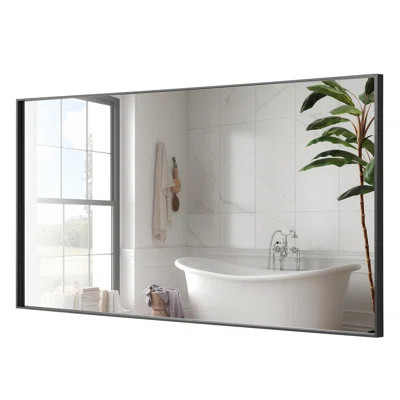 Modern & Contemporary Rectangle Bathroom Vanity Mirror Metal Framed Wall Mirror | Wayfair North America