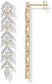 Amazon.com: PAVOI 14K Yellow Gold Plated Cubic Zirconia Dangle Earrings for Women - Crystal Long ... | Amazon (US)