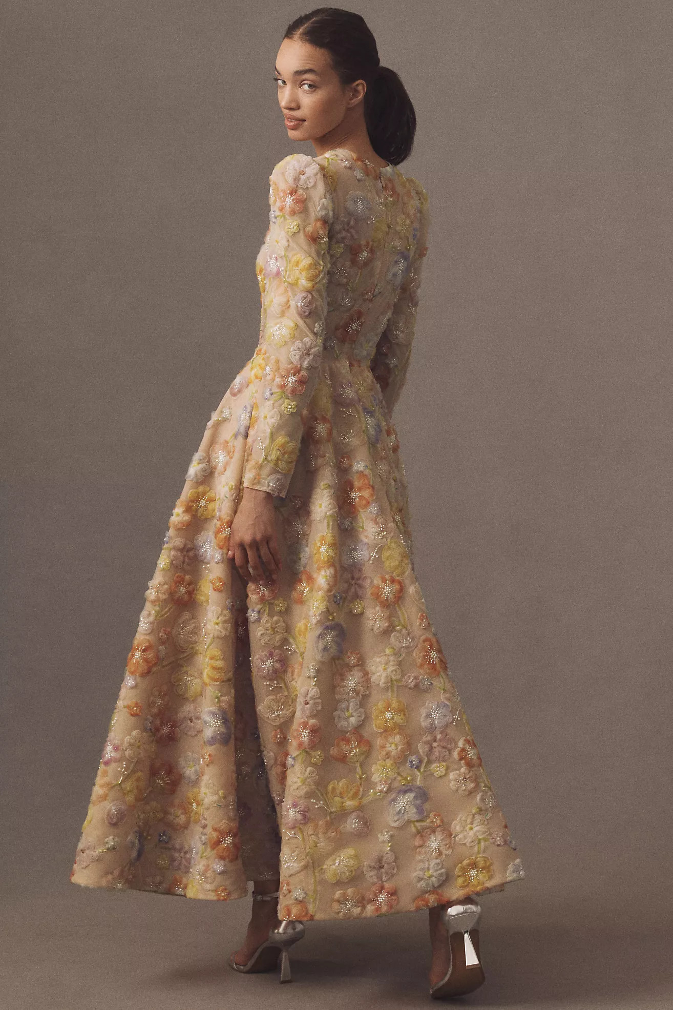 Helsi Tessa Long-Sleeve Appliqué A-Line Maxi Dress | Anthropologie (US)