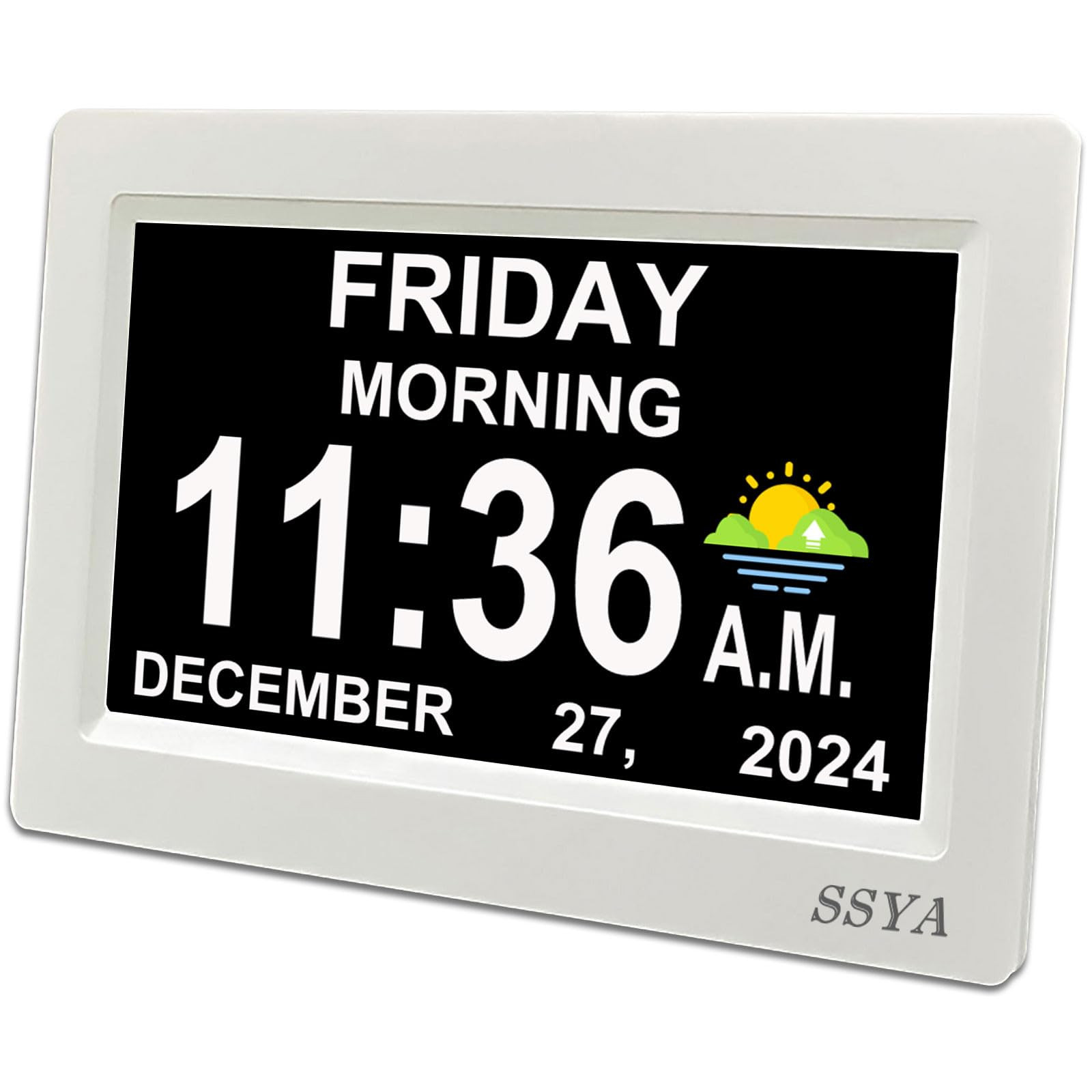 SSYA Digital Calendar Alarm Clock - Dementia Clocks for Seniors, Non-Abbreviated Memory Loss Cloc... | Amazon (US)