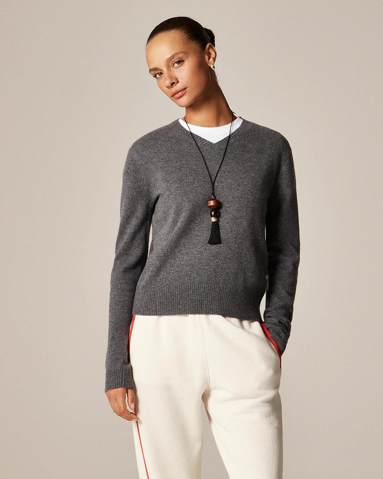 Cashmere high V-neck sweater | J. Crew US