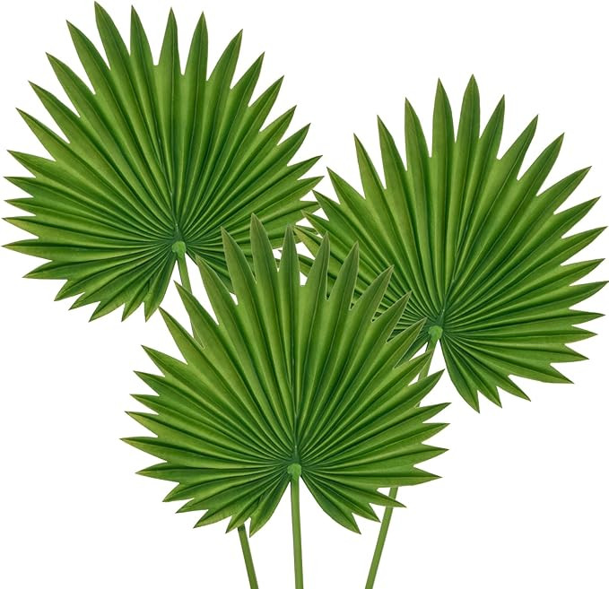 Large Pu Foam Green Artificial Palm Leaves Faux Palm Tropical Leaves Fake Palm Fronds for DIY Wed... | Amazon (US)