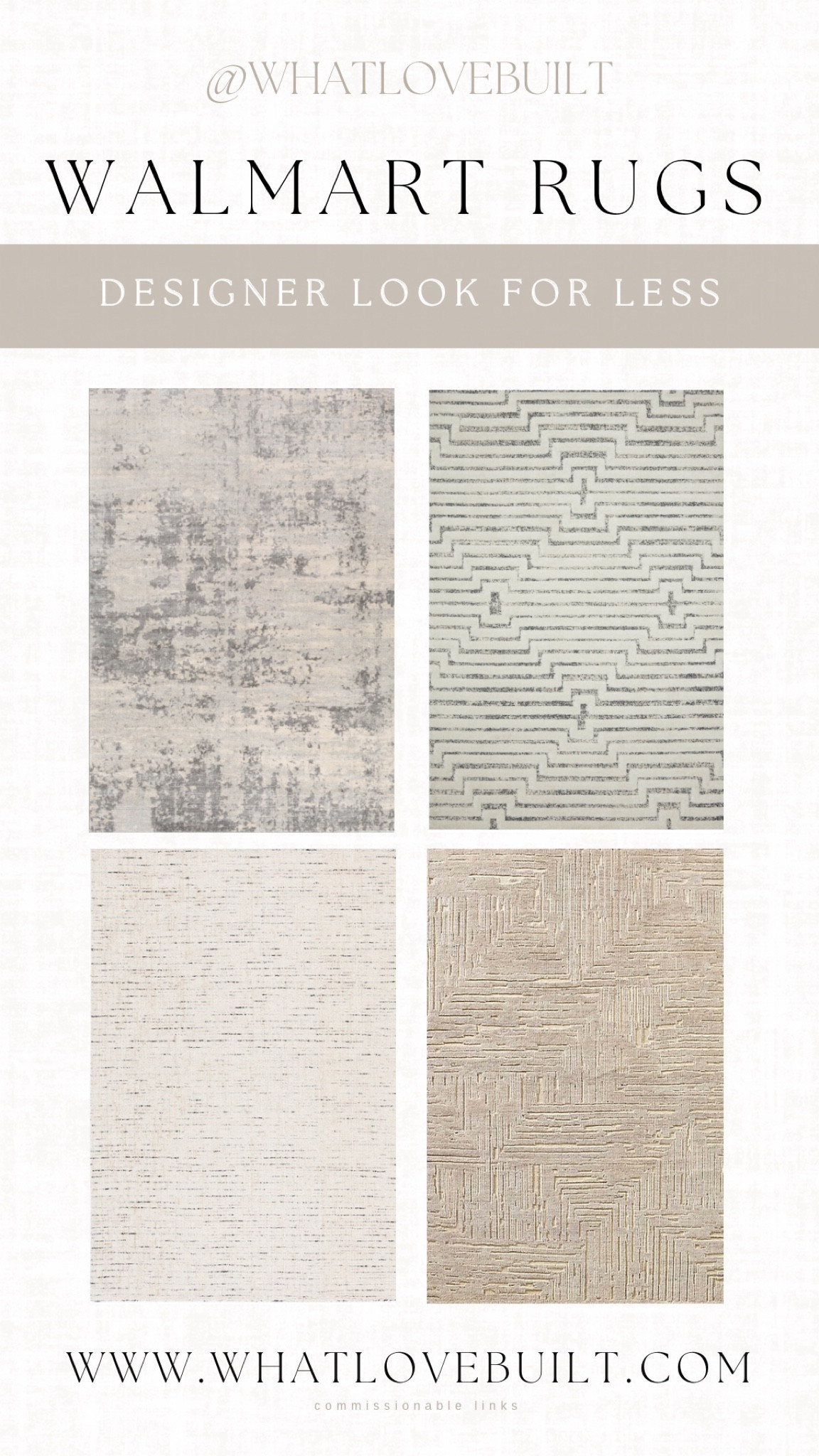 Walmart Rugs Designer Look for Less

#walmart #walmartrug #modern #modernhome #modernrug #rug #arearug #rugs #neutralrug #neutralhome #homedecor 

#LTKstyletip #LTKfindsunder100 #LTKhome