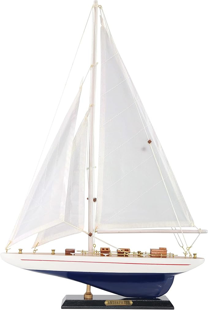 Wooden Sailboat Decor Ship Model 19" Enterprise Replica Nautical Gift for Kids Boys | Amazon (US)