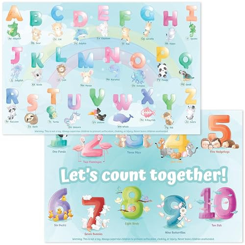 Bright Seed Disposable Placemats for Baby, Toddlers and Kids, 40 Disposable Baby Placemats for Restaurant, Dining Table & Travel, Learning Placemats for Kids, Toddler Travel, Animals ABC & Numbers | Amazon (US)