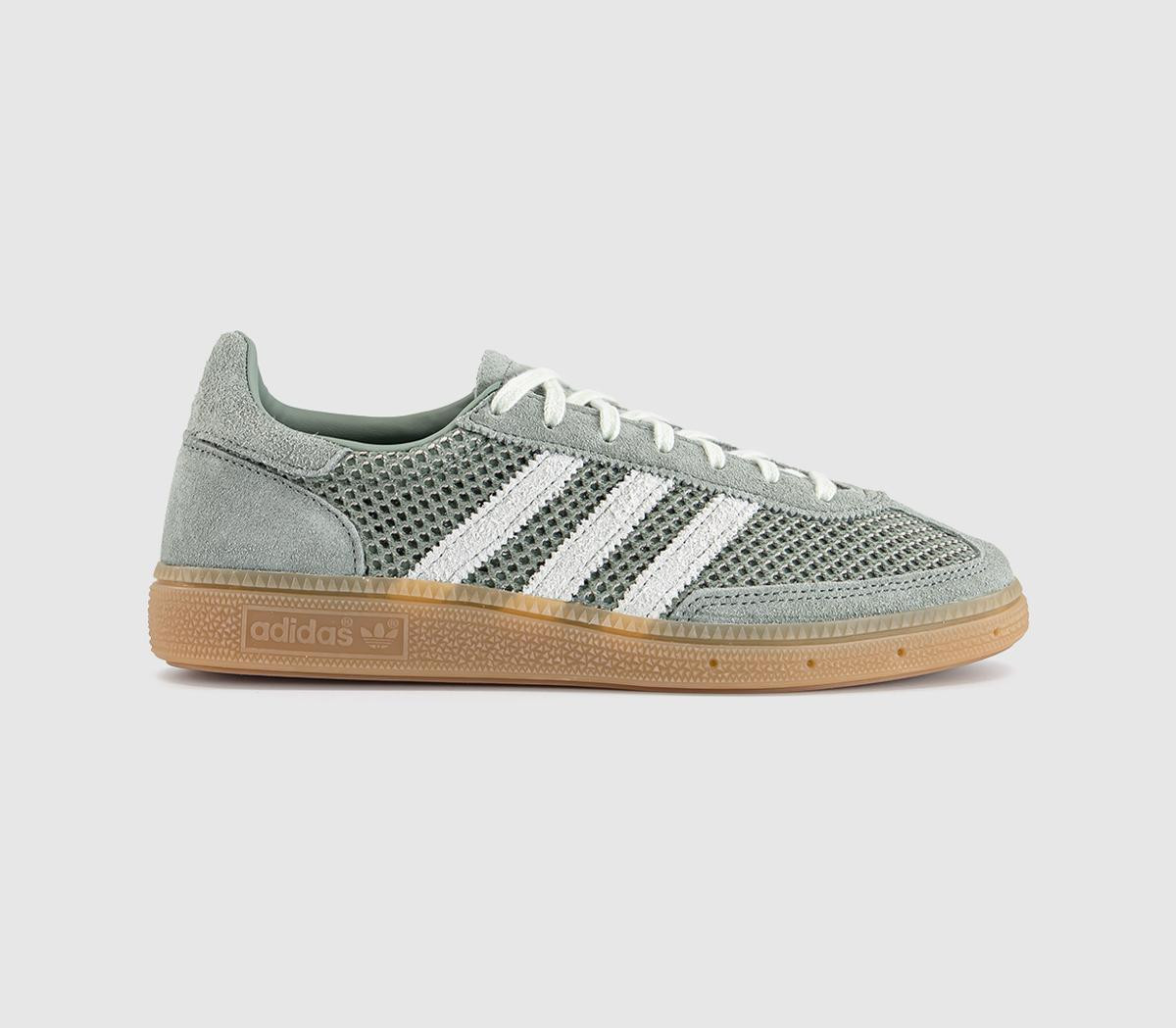Adidas Womens Handball Spezial Trainers Silver Green Linen Gum Multi, 9 | Office Shoes (UK)
