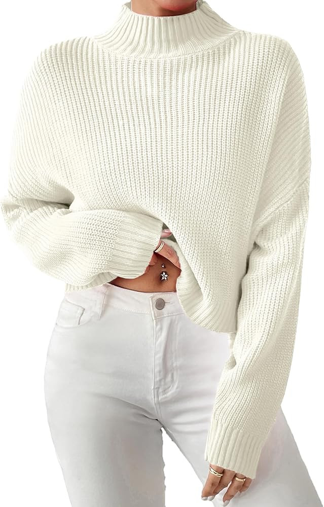 Womens Cute Lightweight Turtleneck Ultra Cropped Sweaters Spring 2025 Ribbed Knit Crop Thin Pullo... | Amazon (US)