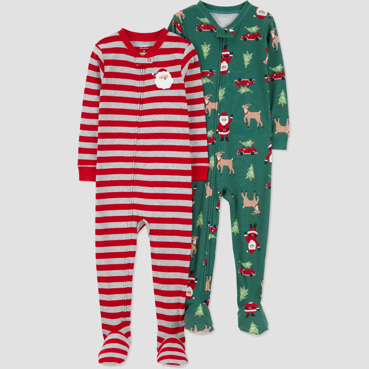 Carter's Just One You® Toddler Boys' 2pk Cotton Long Sleeve Striped Santa & Christmas Print Snug... | Target