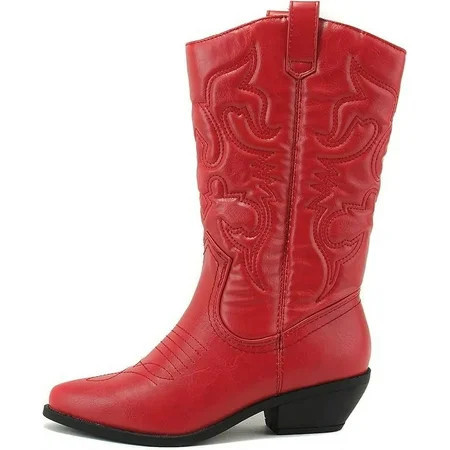 Soda Reno Women Western Cowboy Pointed Toe Knee High Pull On Tabs Boots (Red 7.5) | Walmart (US)