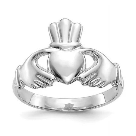Primal Gold 10 Karat White Gold and Polished 2mm Claddagh Ring | Walmart (US)