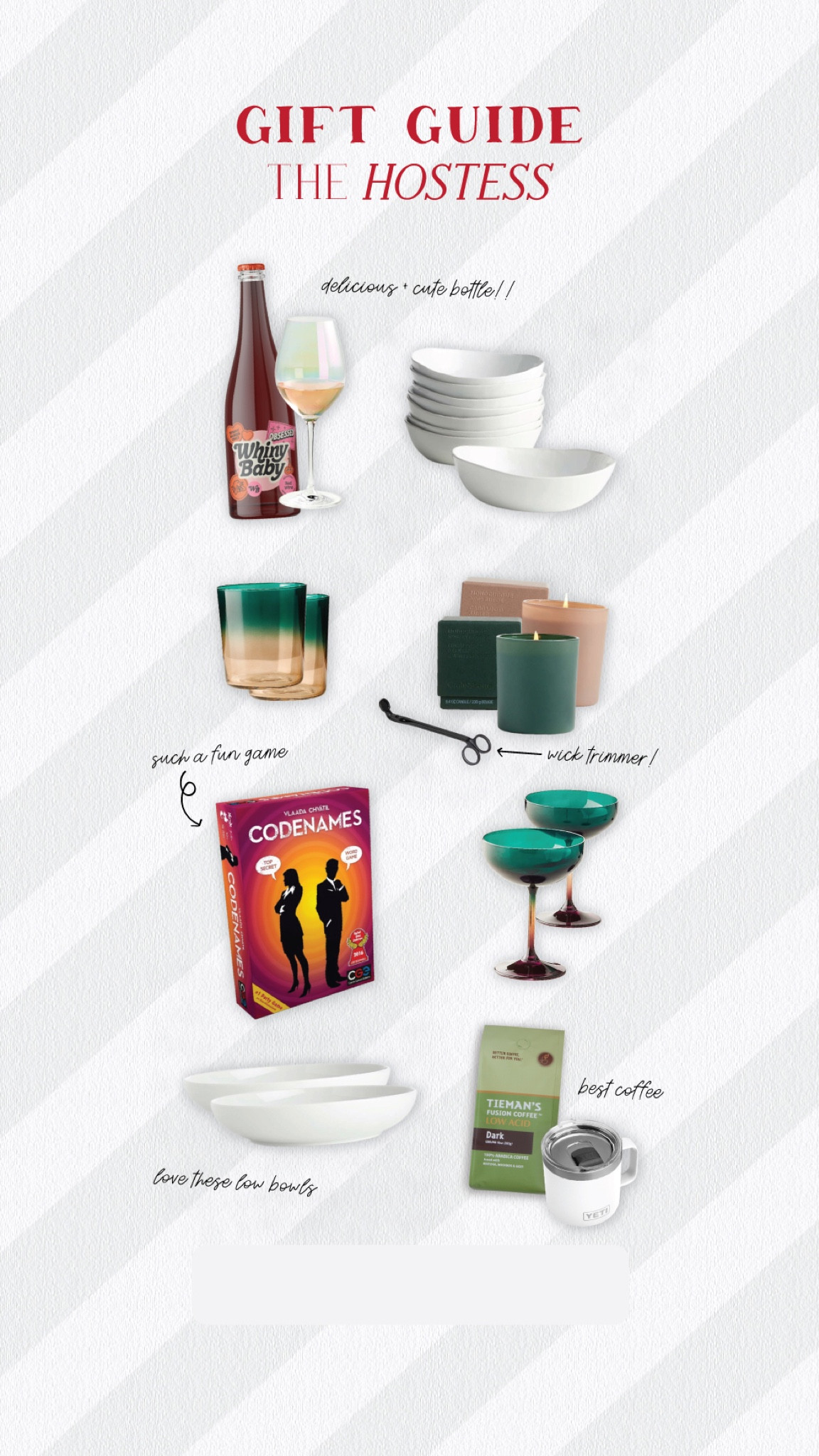 Hostess gift ideas! (Not linked, the Whiny Baby wine, they are available in target & BevMo!)

#LTKfindsunder50 #LTKfindsunder100 #LTKGiftGuide