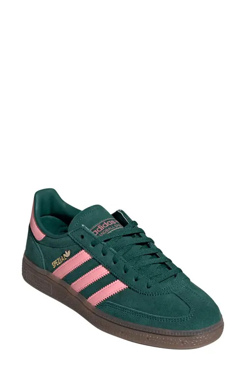 adidas Handball Spezial Sneaker in Green/pink Spark/gold Met. at Nordstrom, Size 6 | Nordstrom