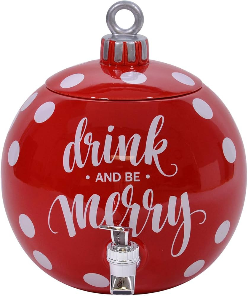 Mark Feldstein & Associates Drink and Be Merry Ball Ornament Rosy Red 11 x 11 Dolomite Ceramic Ch... | Amazon (US)