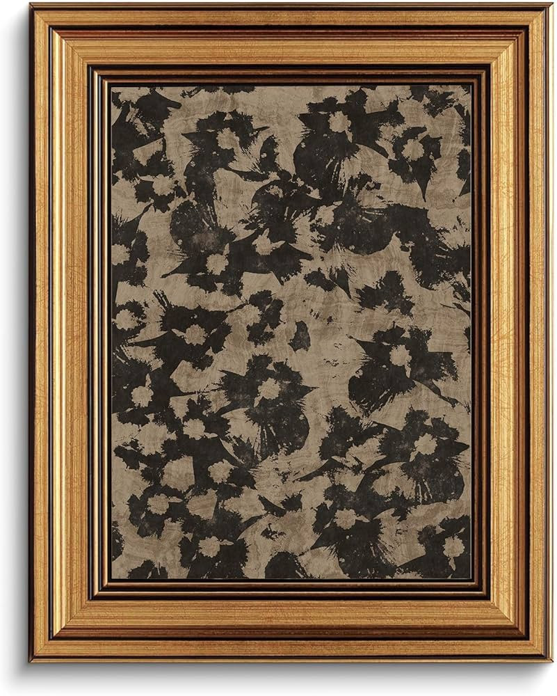Gold Framed Wall Art Vintage Canvas Wall Art Crushed Flower Minimalist Floral Pattern Botanical A... | Amazon (US)