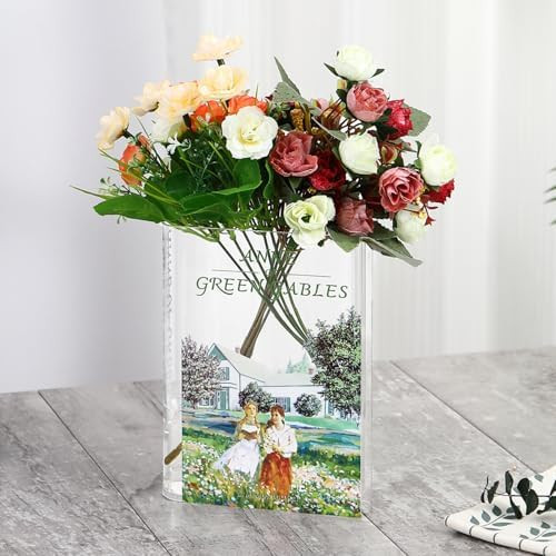 Acrylic Book Shaped Vase for Flowers, Book Flower Vase, Small Clear Vases for Home/Living Room/Bo... | Amazon (US)