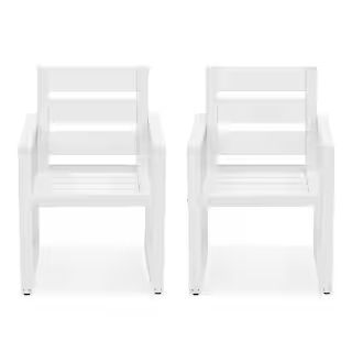 LUE BONA Fox White Stationary Square-Leg Recycled Plastic Ply All-Weather Indoor Outdoor Patio Di... | The Home Depot