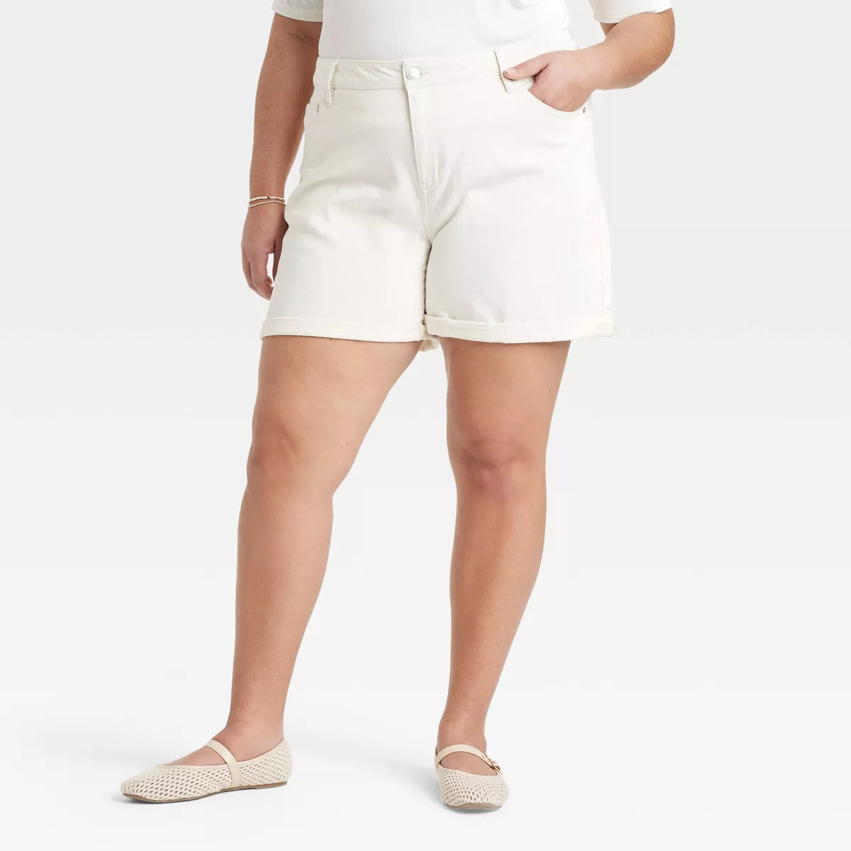 Women's High-Rise Midi Cuffed Jean Shorts - Ava & Viv™ | Target