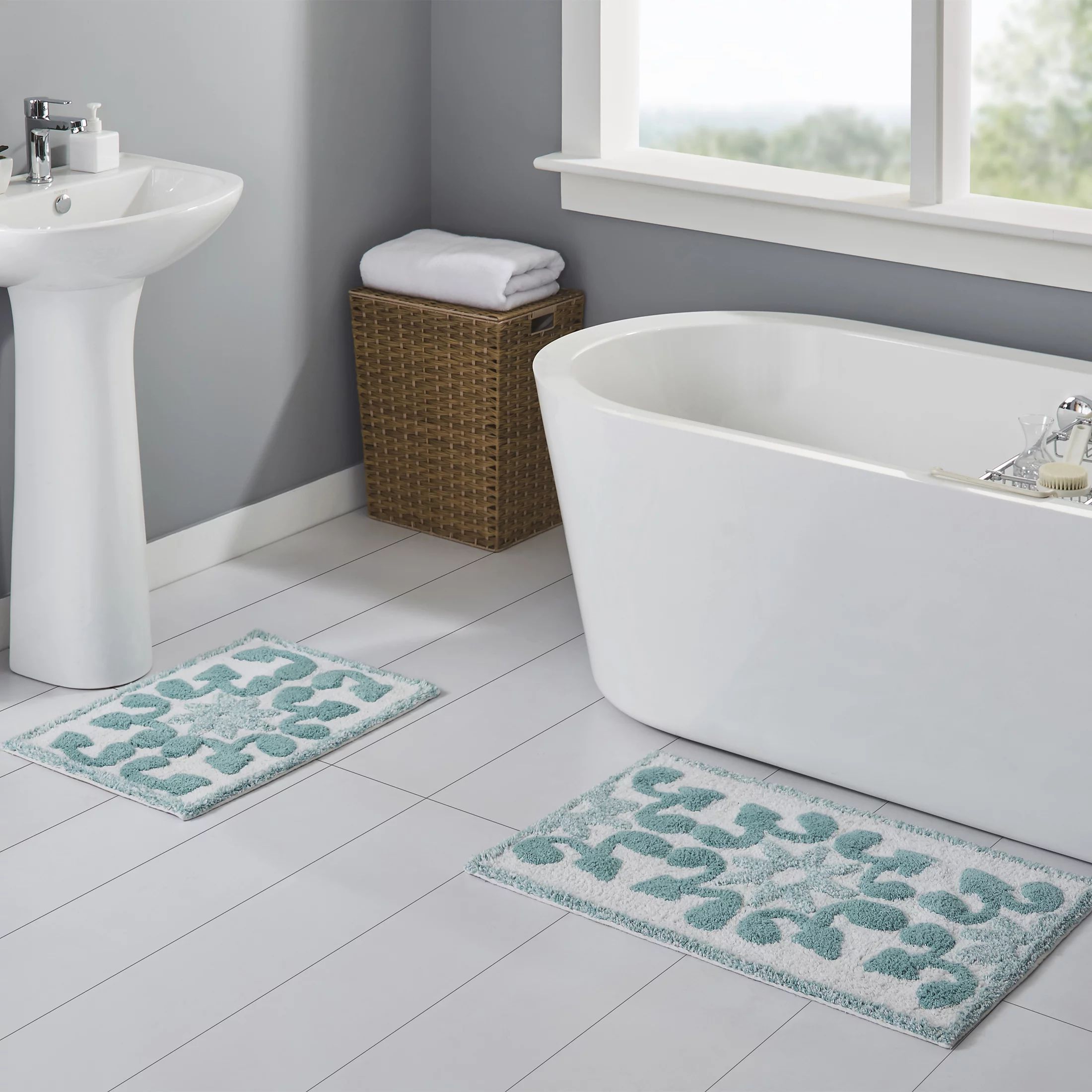 Better Homes & Gardens Medallion Aquifer Cotton Bath Rug Set, 2-Piece | Walmart (US)