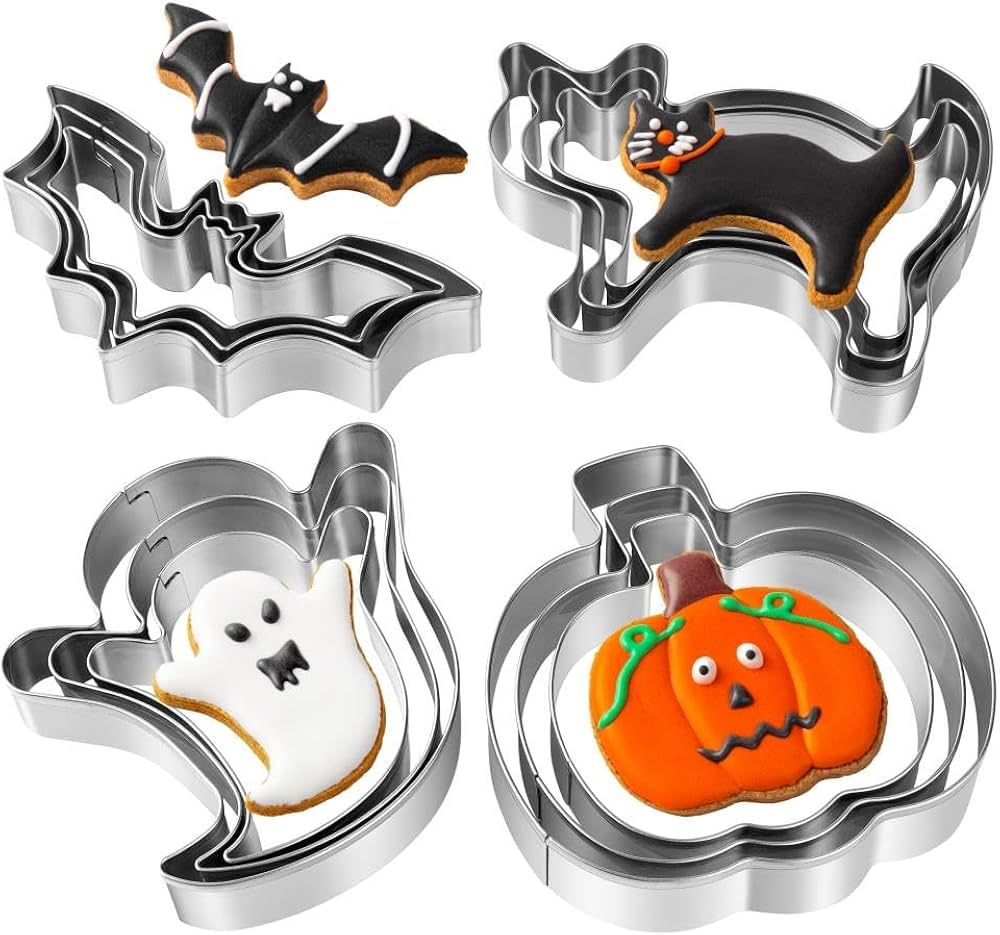 Halloween Cookie Cutters Set - 12 Pieces Stainless Steel Halloween Cookie Cutters Shape,Pumpkin, ... | Amazon (US)