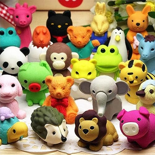 URSKYTOUS 35Pcs Animal Erasers Desk Pets for Kids Animal Pencil Erasers Bulk Puzzle Eraser Toys Gifts for Classroom Prizes,Game Reward,Treasure Box,Easter Egg Fillers,Goodie Bag Stuffers,Party Favors | Amazon (US)