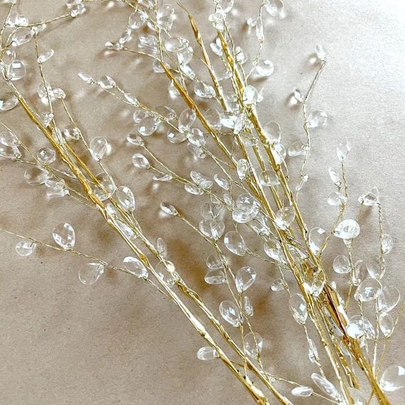 Gold Faceted Crystal Berry Spray - Wedding Floral, Holiday Floral | Etsy (US)
