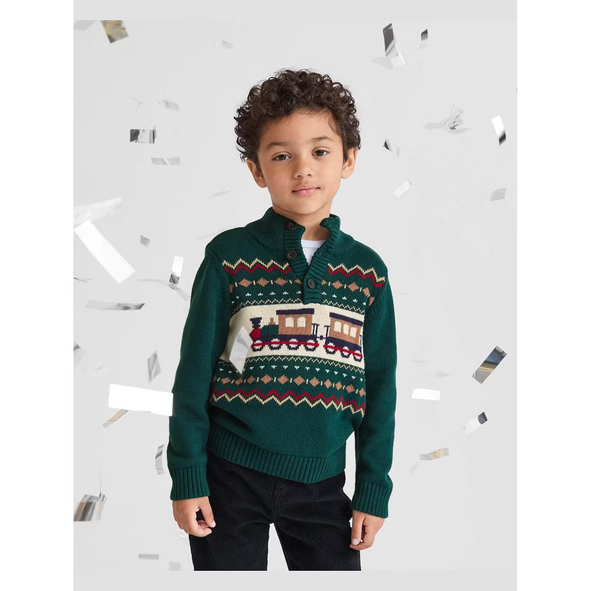 The Children's Place Baby Boys Christmas Long Sleeve Train Fairisle Mock Neck Sweater | Target