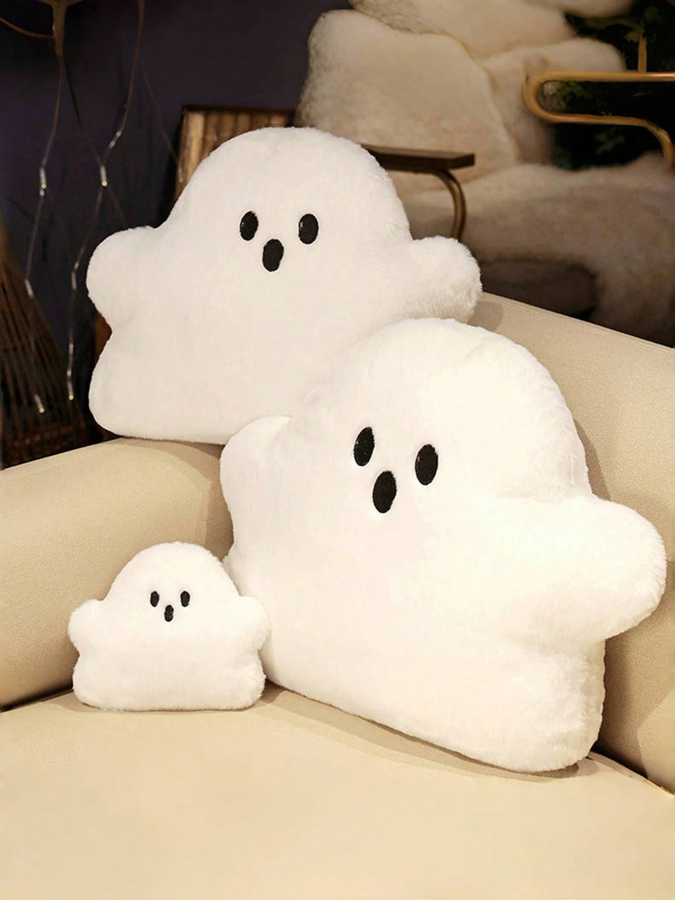 1pc, Halloween Cute Ghost Shaped Pillow, Halloween Decorative Throw Pillow, Stuffed Ghost Fluffy ... | SHEIN
