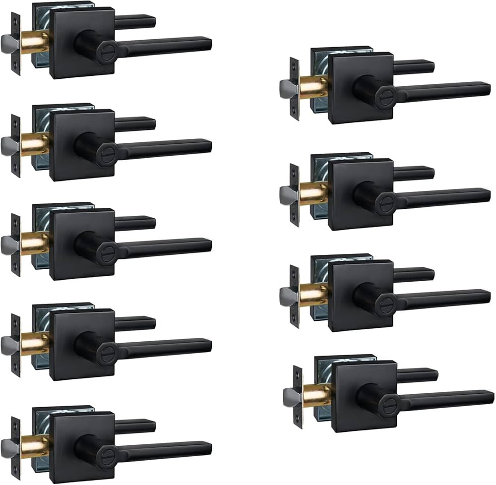 Privacy Door Handle for Bedroom&Bathroom, Keyless Interior Door Lever, Square Door Handle, Matte ... | Amazon (US)