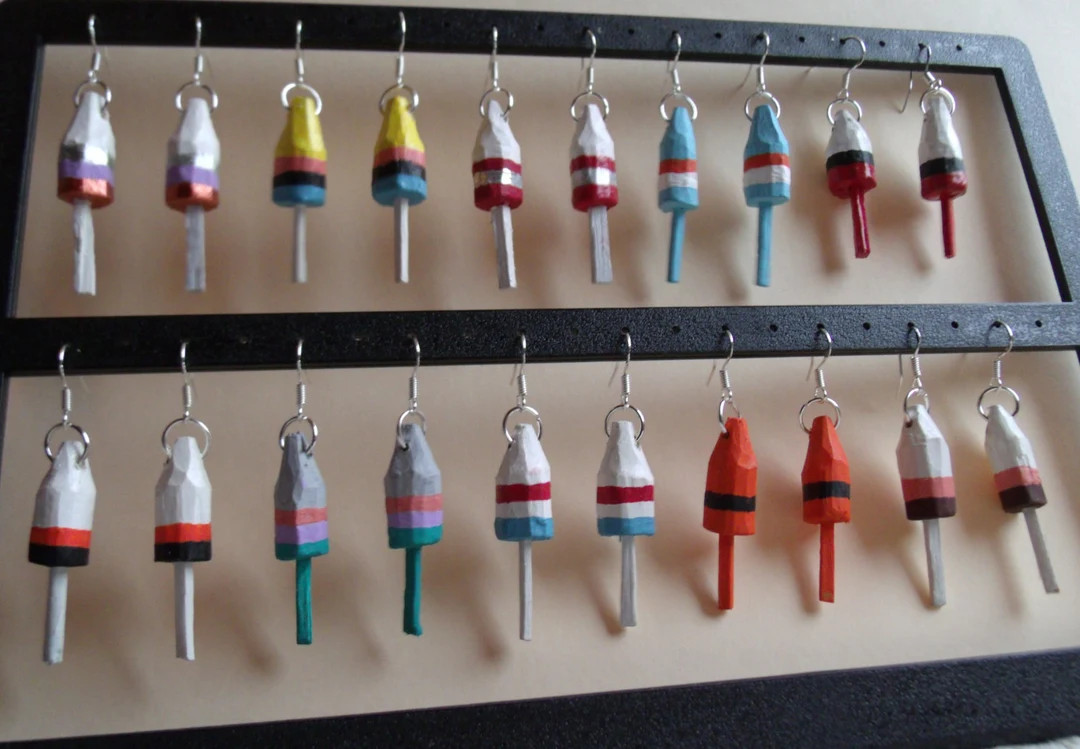 Lobster Buoy Earrings, Sterling Silver or Stainless Steel Jump Ring and French Wire. Hand Crafted... | Etsy (US)