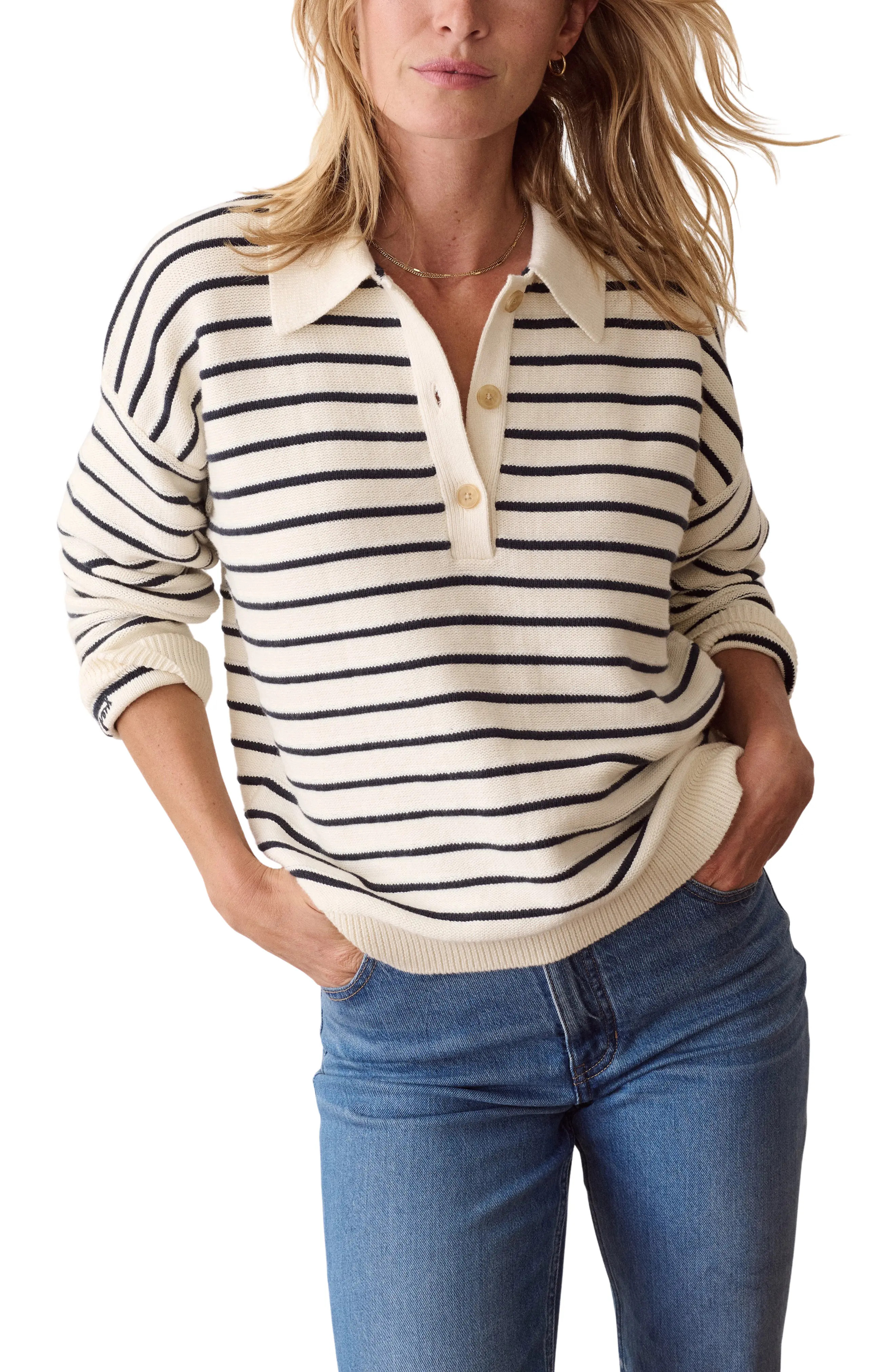 Marine Layer Valerie Cotton Polo Sweater (Women) | Nordstrom | Nordstrom