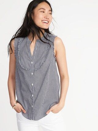 Sleeveless Ruffle-Trim Gingham Top for Women | Old Navy US