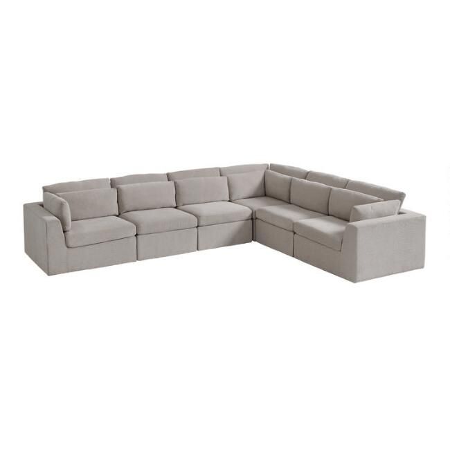 Gray Emmett 6 Piece Modular Sectional Sofa | World Market
