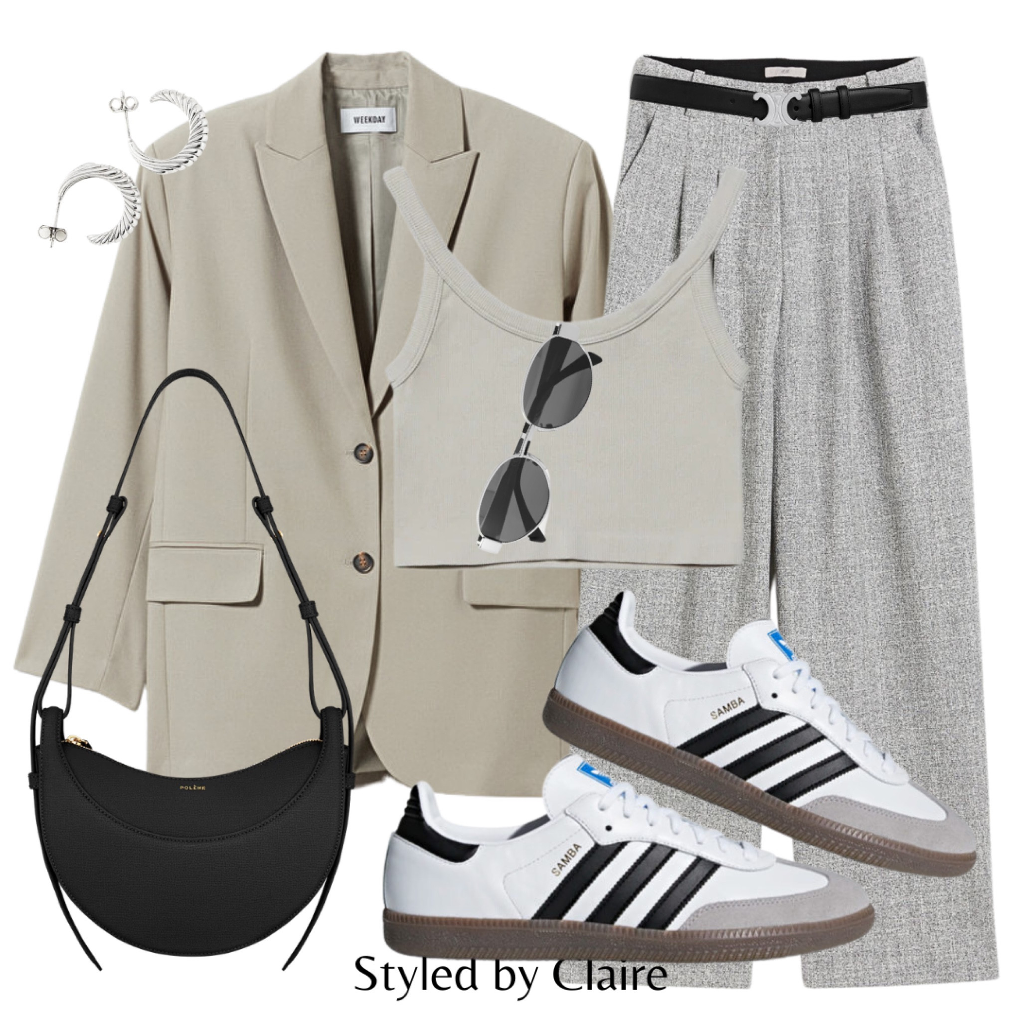 This colour combo though, styling adidas sambas originals👌🏼
Tags: oversized blazer in sage green off white, crop top, tailored grey trousers, black crossbody bag, silver accessories. Fashion autumn inspo outfit ideas for casual days street style work wear transitional wardrobe 

#LTKSeasonal #LTKshoecrush #LTKstyletip