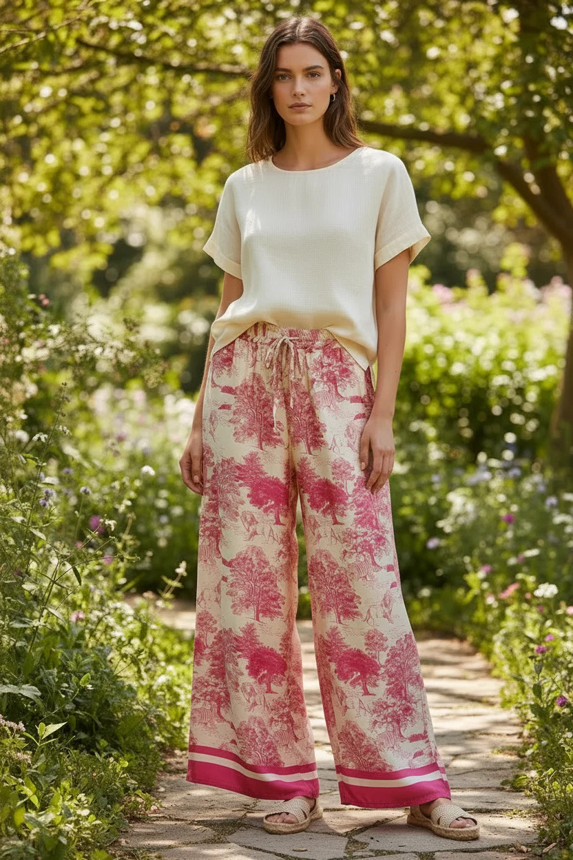 Duvay Jungle Print Pants - Fuchsia | Benaar La