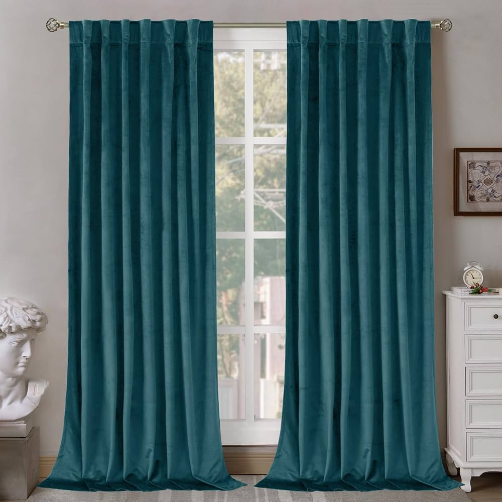 BGment Teal Velvet Curtains 84 Inch for Bedroom, Thick Thermal Insulated Room Darkening Curtains ... | Amazon (US)