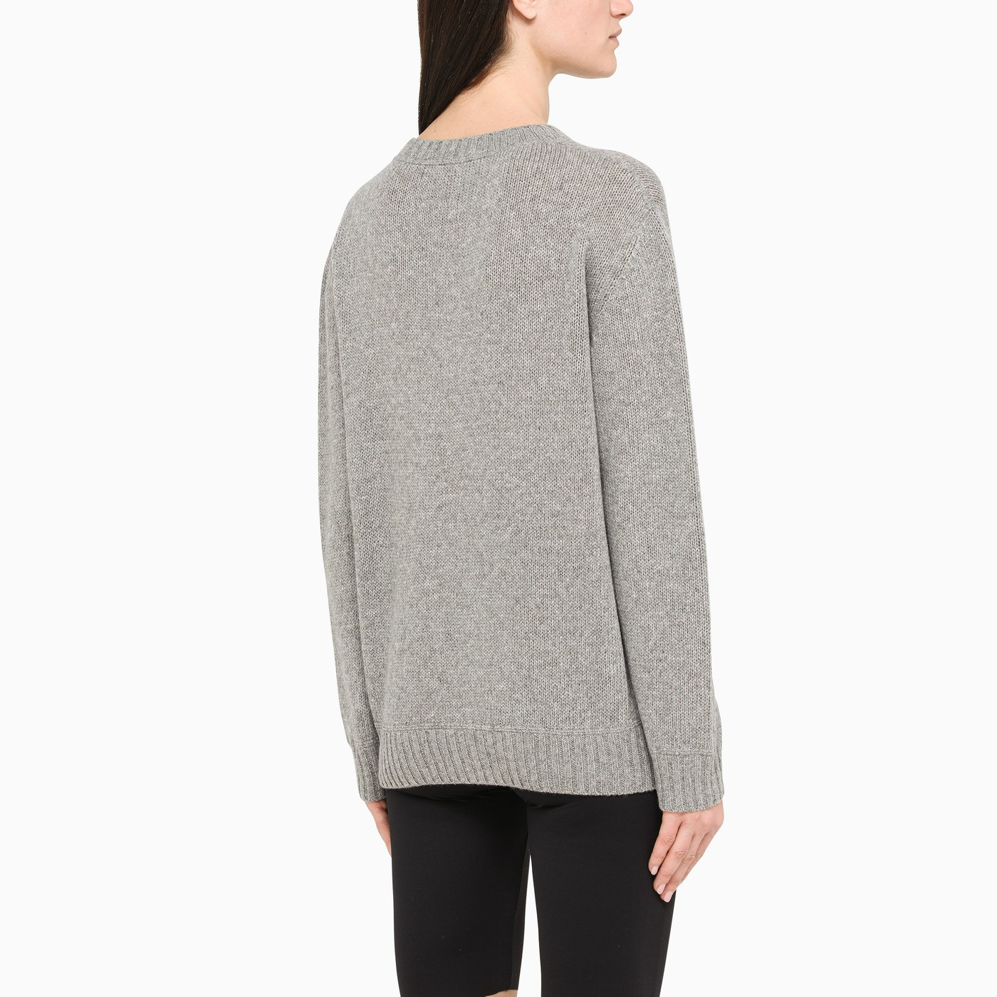Grey logoed crewneck sweater | The Double F